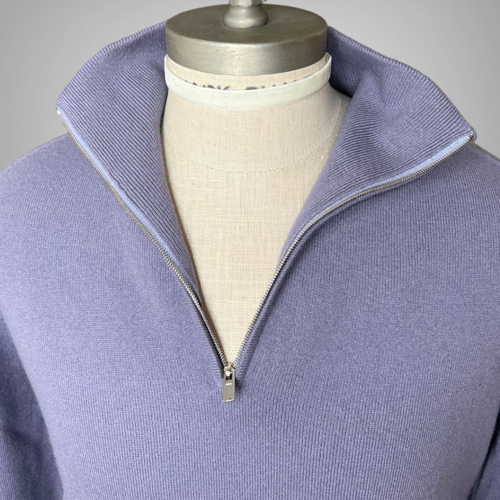 Hermes Long Sleeve 100% Cashmere Mens Quarter Zip Trucker's Sweater EU Size M - Picture 8 of 14